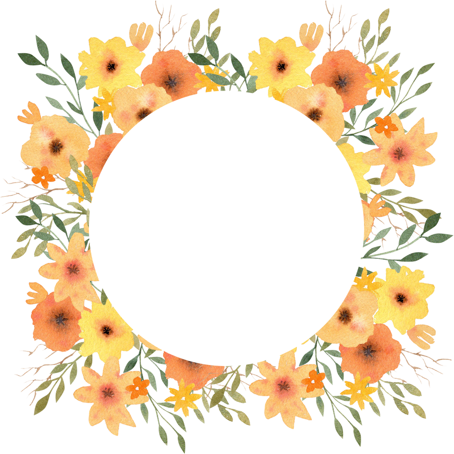 Colorful  flowers circle  frame